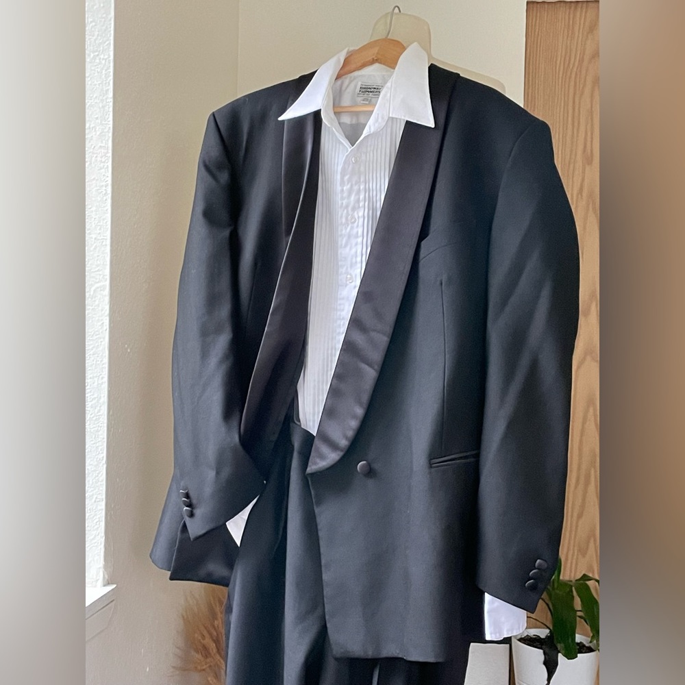 Vintage Vito Rufolo Designer Black Merlino Wool Tuxedo Made in Italy XXL